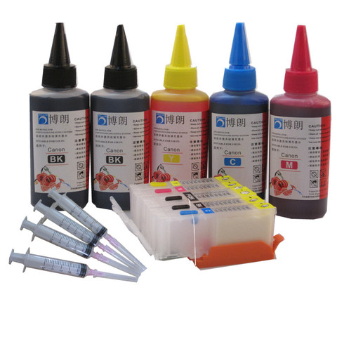 PGI-470 470 refillable ink cartridge For CANON PIXMA MG6840 MG5740 TS5040 TS6040  printer + 5 Color Dye Ink 500ml ► Photo 1/6