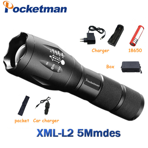 LED Flashlight 9200 Lumen XM-L L2 LED Tactical Flashlight Torch 5Mode Zoomable Flashlight Waterproof Torch Light lanternas ► Photo 1/6