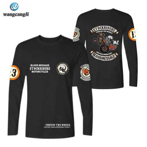 Skull Stockriders Motorcycle t shirts punk cotton tshirt t shirt long sleeve skull locomotive t-shirt tops Brand Clothes ► Photo 1/6