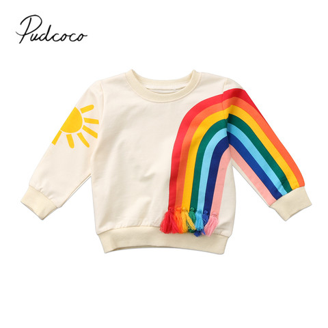 2022 Brand New Toddler Infant Girl Kid Rainbow Tassel T-Shirt Tops Clothes Colorful Sweater Sweatshirt Cardigan Casual Warm Tops ► Photo 1/6