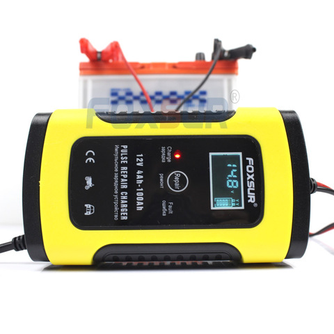 FOXSUR 12V 5A Motorcycle Car Battery Charger Maintainer & Desulfator Smart Battery Charger, Pulse Repair Charger LCD Display ► Photo 1/4