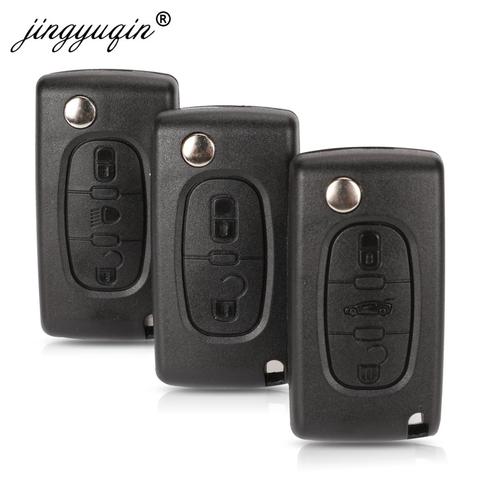 jingyuqin 10pcs 2/3 Buttons Car key Case for Peugeot 207 307 308 407 607 807 For Citroen C2 C3 C4 C5 C6 Flip Car Key shell ► Photo 1/5