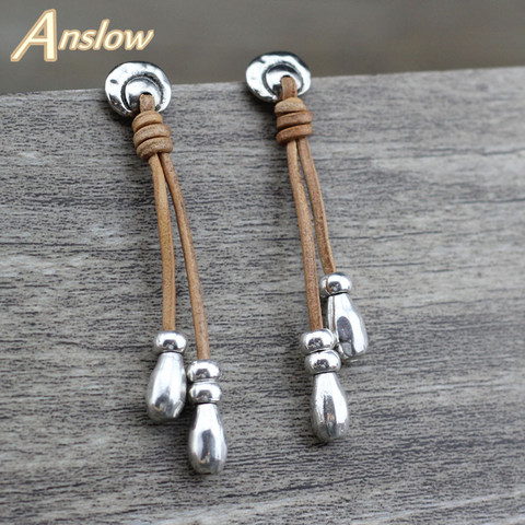 Anslow Brand New Arrivals Water Drop Vintage Style Fashion Jewelry Leather Earrings For Woman Girls Christmas Gift  LOW0096AE ► Photo 1/6