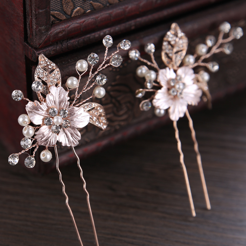 1Pcs Rose Flower Hairpin Bridal Hair Clip Brooch Wedding Party Hair Accessories