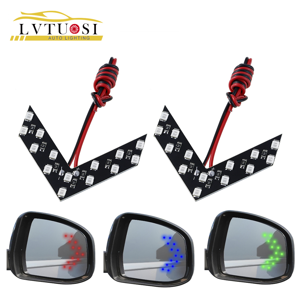 Bright 2PCS 14 SMD LED Arrow Panel For Car Rear View Mirror Indicator Turn Light 