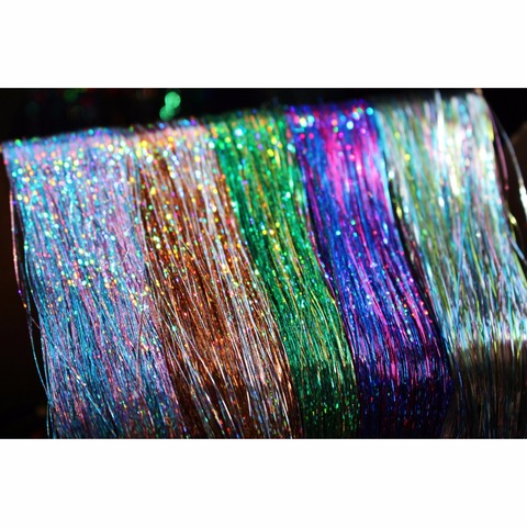Tigofly 5 Packs Mixed Colors 0.3mm Flashabou Holographic Tinsel Flat Mylar Crystal Flash Trout Tube Fly Fishing Tying Materials ► Photo 1/6
