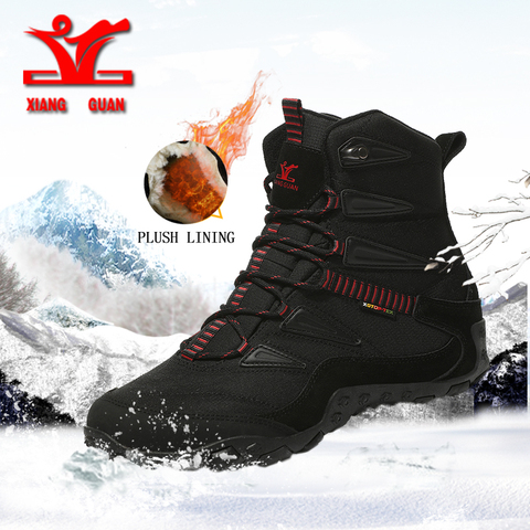 XIANG GUAN winter plush lining hiking shoes men anti slip snow boots men outdoor sport shoes for men warm trekking shoes women ► Photo 1/6