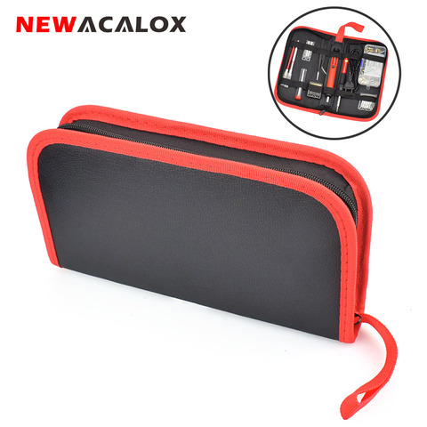NEWACALOX Portable Household Electric Soldering Iron Tool Bag Multi-function PU Leather Zipper Tools Bag Hardware Repair Toolbag ► Photo 1/6