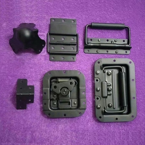 2Pcs/Lot Black Road Flight Case recessed hasp hinge corner protector spring pull Road Case Hardware Kit ► Photo 1/1
