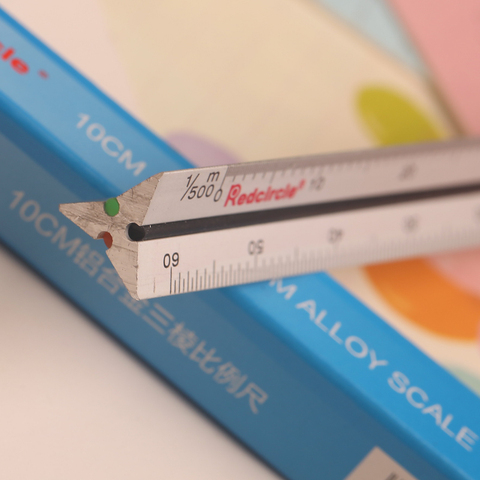 2PCS REDCIRCLE Aluminum Alloy Architect's Scale Ruler 10cm 1:100-600 Triangular Metal Scale ► Photo 1/1