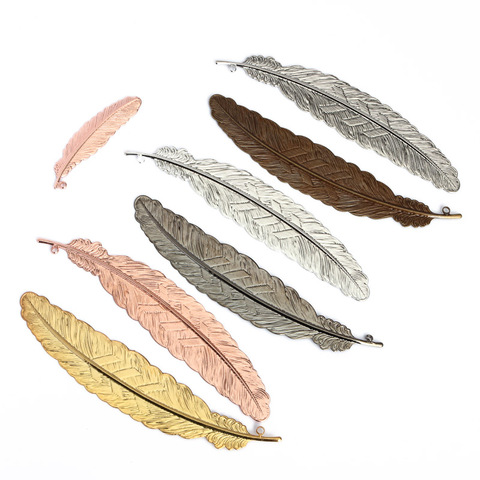New 24x110/12x43mm Feather Pendant 5pcs/lot 6colors Cameo Bookmarks feather Cabochon Settings Jewelry Making Charms ► Photo 1/6