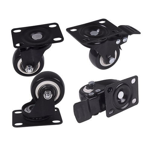 4Pcs 1.6in Heavy Duty Swivel Caster Wheels with Safety Dual Locking and Polyurethane Foam No Noise Wheels, Load Bearing 440 Lbs ► Photo 1/6