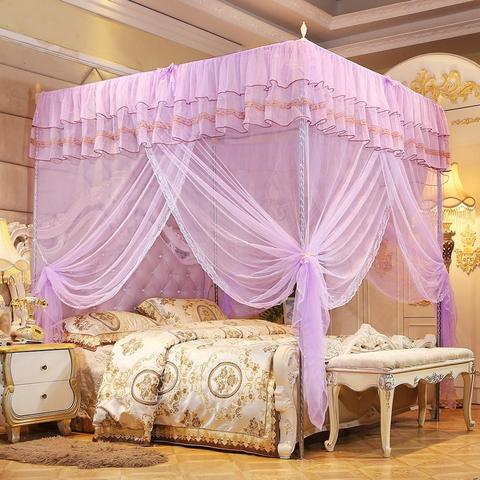 4 Corners Post Luxury Princess Bed Canopy Mosquito Net Bedroom Mosquito Netting Bed Curtain Canopy Netting Mosquito ► Photo 1/6