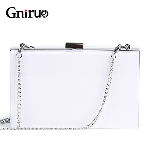 2022 New  Fashion White Acrylic Women Wallet Clutch Purses Box Woman Messenger Bags Wedding Party Evening Chain Clutches Handbag ► Photo 1/6