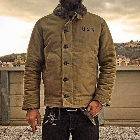 NON STOCK Khaki N-1 Deck Jacket Vintage USN Military Uniform For Men N1 ► Photo 1/6