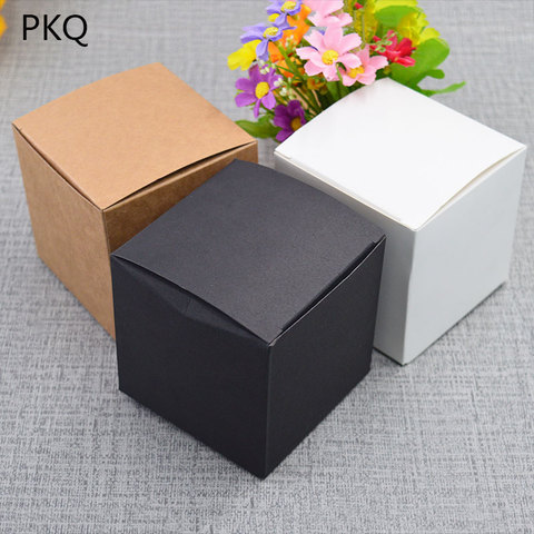 50pcs  kraft paper packaging box Black/White/Kraft Paper Square Candy Box Wedding Party Favor Gift Box black paeprcardboard box ► Photo 1/6