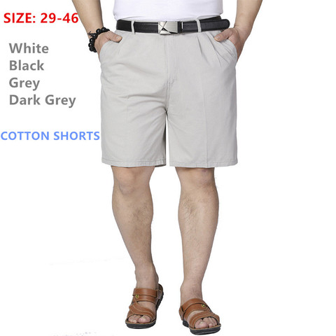 Mens Shorts Middle Aged Plus Size 40 42 44 46 Men Cotton Thin Straight Casual Father Short Grey Black White 2022 Summer Cltohes ► Photo 1/6