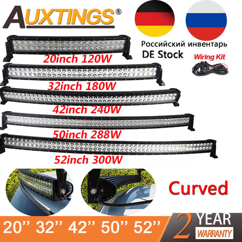 Auxtings 21 32 42 50 52 Inch Curved Led Light Bar COMBO 120W 180W 240W 300W Dual Row Driving Offroad Car Truck 4x4 SUV ATV 12V ► Photo 1/6