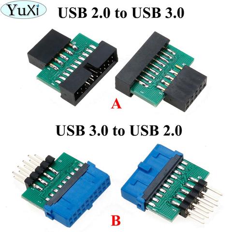 YuXi USB3.0 19 PIN 20 pin female to USB2.0 9 pin male adapter USB 3.0 19/20Pin to USB 2.0 9PIN converter adapter Chassis Front ► Photo 1/5