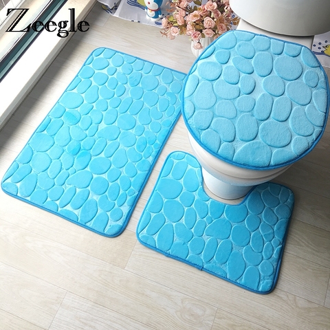 Zeegle Bathroom Mat Set Microfiber Carpet For Bathroom Toilet Lid Cover Bath Mat for Home Decoration Absorbent Bathroom Rugs Set ► Photo 1/6