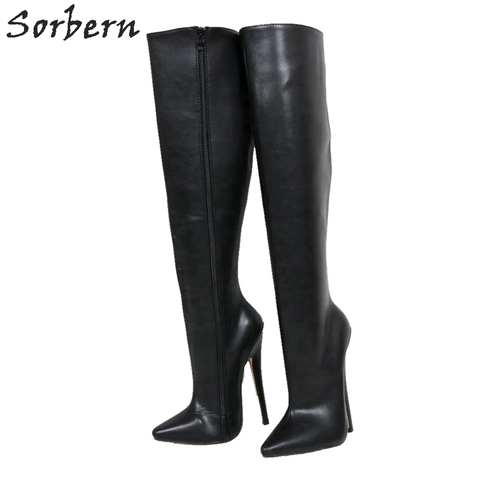 Sorbern Hard Shaft Knee High Boots Women Custom Wide Leg Calf Boots Unisex Big Size 18Cm Stiletto Vegan Boots Personalized Shaft ► Photo 1/6