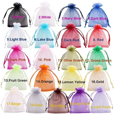 50Pcs/lot 7x9 9x12 10x15 13x18CM Organza Bags Jewelry Bag Wedding Party Decoration Drawable Bags Gift Pouches Jewelry Packaging ► Photo 1/6