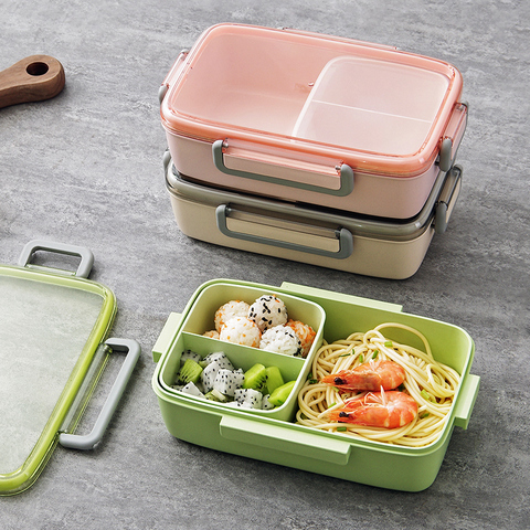 MeyJig Microwave Lunch Box Leak-Proof Independent Lattice Bento Lunch Box for Kids Bento Box Portable Food Container ► Photo 1/6
