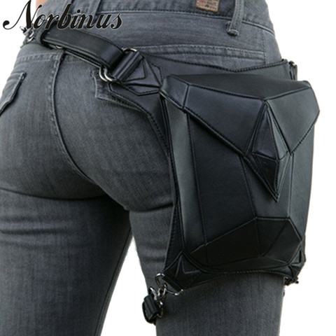 Norbinus Goth Women PU Leather Waist Fanny Leg Bag Drop Belt Hip Motorcycle Punk Rock Messenger Shoulder Crossbody Holster Pack ► Photo 1/6