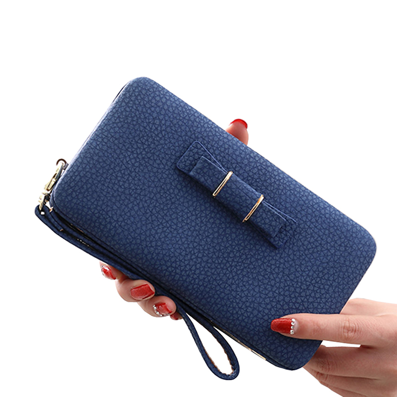Women Lady Clutch Leather Bow Long Wallet Card Holder Phone Bag Purse Handbag
