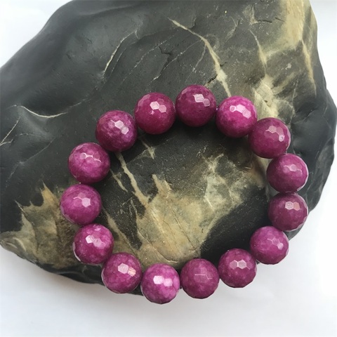 Faceted 12MM Deep Purple Red Rubies Beads Bangles & Bracelet Fashion Jewelry Natural Stone Energy Bracelet For Women or Men 2022 ► Photo 1/3