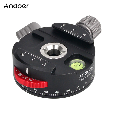 Andoer PAN-60H Aluminum Alloy  Panoramic Ball Head Tripod Head with Indexing Rotator, AS Type Clamp ► Photo 1/6