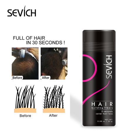 25g Refill SEVICH Keratin Hair Building Fiber Style Hair Loss Concealer Fiber Hair Powder Wax Dye Wigs Extension 10Colors ► Photo 1/6