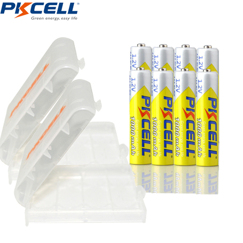 8Pcs PKCELL AAA 3A 1000mAh Batteries 1.2V Ni-MH AAA Rechargeable Battery  and 2Pcs AAA/AA Battery Holder Box for toys flashlight ► Photo 1/5