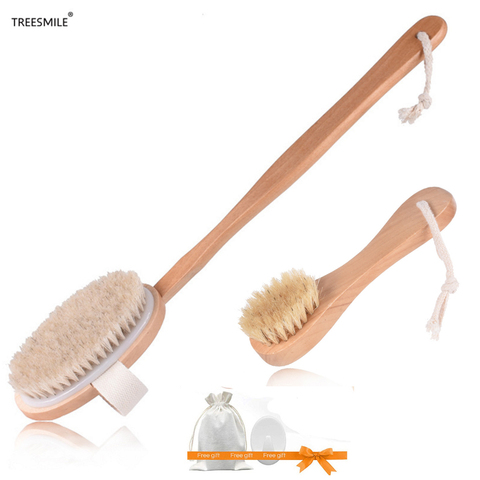 TREESMILE Natural Bristle Bath Brush Exfoliating Lymphatic Body Massage Dry Brush Wooden Oval Health & Beauty Shower Brush D40 ► Photo 1/6