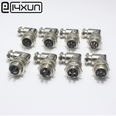 1Set GX16 90 Degree Right Angle XLR 16mm Elbow 2 3 4 5 6 7 8 9 Pin Female Plug Male Chassis Mount Socket Aviation Connector ► Photo 1/6
