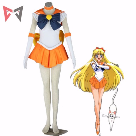 Athemis Anime Sailor Moon Minako Aino / Sailor Venus Cosplay Costume custom made Dress High Quality ► Photo 1/6