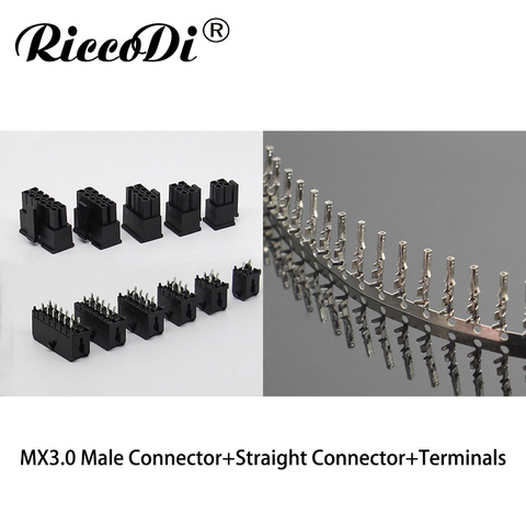 30set Micro-fit 3.0mm pitch double row 2/4/6/8/10/12/14/16/18/20/22/24pin connector male and female straight connector with pins ► Photo 1/1