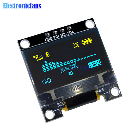 Yellow Blue OLED Display Module 0.96 inch IIC Serial 128X64 I2C SSD1306 12864 LCD Screen Board GND VCC SCL SDA for Arduino STM32 ► Photo 1/6