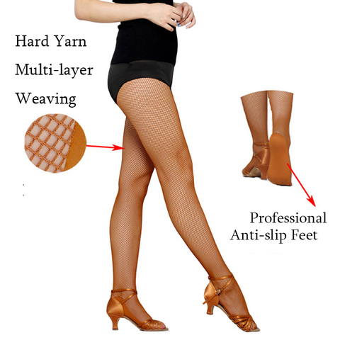Professional Latin Tights Women Professional Fishnet Tights Ballroom&Latin Dance Hard Yarn Elastic Latin Stockings Pantyhose ► Photo 1/5