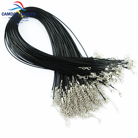 CAMDOE DANLEN 1-100pcs Black Wax Line Necklace Pendant Charms Cord Beads String Lobster Clasp Strap Rope 1.5mm, 18inch ► Photo 1/6