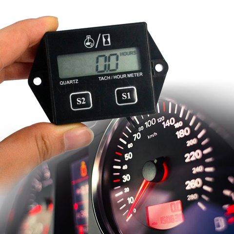 Waterproof Digital Engine Tach Hour Meter Tachometer RPM Gauge Inductive For Gasoline Motorcycle Marine chainsaw pit bike Boat ► Photo 1/6