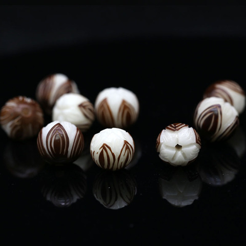 10pcs/lot Craftwork Carved Bodhi Root Lotus Beads Decoration Bracelets Natural Wooden Charm Spacer Beads DIY Jewelry Findings ► Photo 1/5