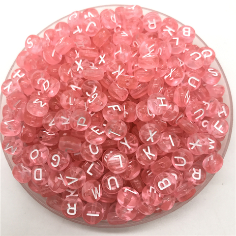 100pcs 7mm Letter Beads Pink Mix Oval Shape 26 Alphabet Charms DIY Beads For Bracelet Necklace Jewelry Making ► Photo 1/2