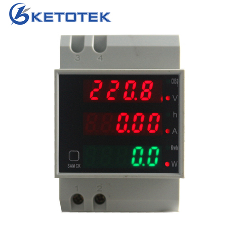 Ketotek AC 80-300V 0-100A Din Rail LED Voltmeter Ammeter Active Power Factor Energy meter Voltage Volt Current Multi-function ► Photo 1/6