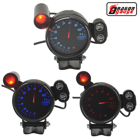 Dragon gauge Universal 80mm Speed Tachometer Gauge Blue White Red LED 11000 RPM with Adjustable Shift Light+Stepping Motor Black ► Photo 1/1