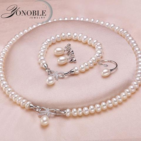 Wedding jewelry set white bridal jewelry sets for women,925 sterling silver natural pearl jewelry wife engagement birthday gift ► Photo 1/6