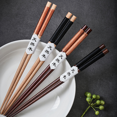 5 Pairs Wood Chopsticks Handmade Japanese Korea Chopsticks Set Durable Natural Wood Sushi Food Sticks Set Tableware Value Gift ► Photo 1/6