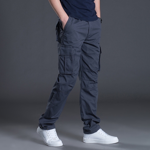 2022 New Brand  Men Clothing Cargo Military Army Pants Multi-Pockets Decoration Casual Male Autumn Spring Straight Gray Pants ► Photo 1/6