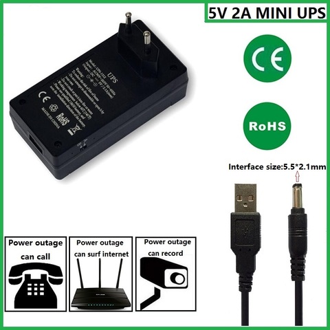 5V2A AC to DC Mini Adapter Uninterruptible Power Supply UPS Provide Emergency Power Backup to CCTV Camera with Battery Built-in ► Photo 1/6