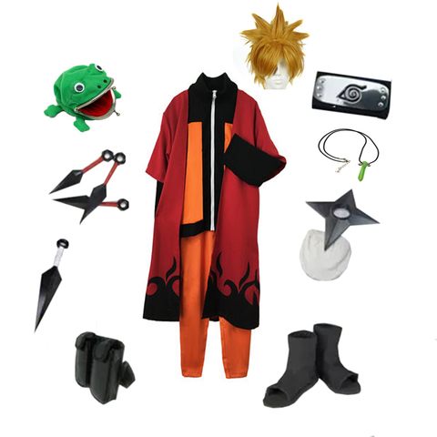 Anime Naruto Shippuden Uzumaki Naruto Cosplay Costume Jacket & Pant Full  Outfit